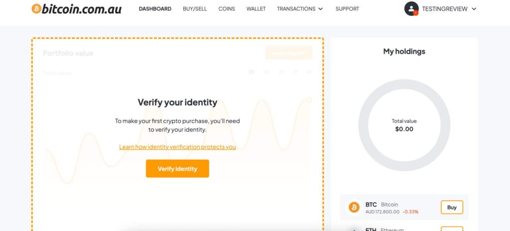 Bitcoin.com.au how to verify KYC