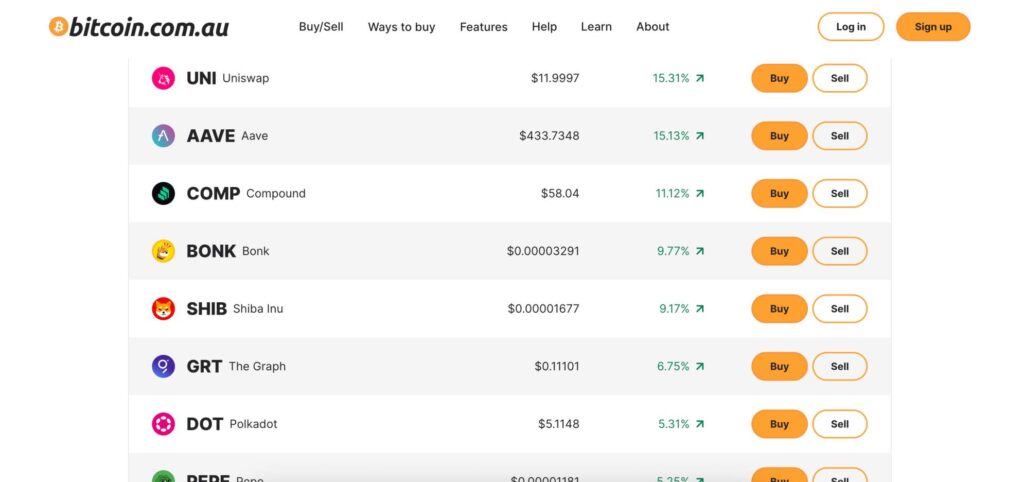 Bitcoin.com.au coins and tokens