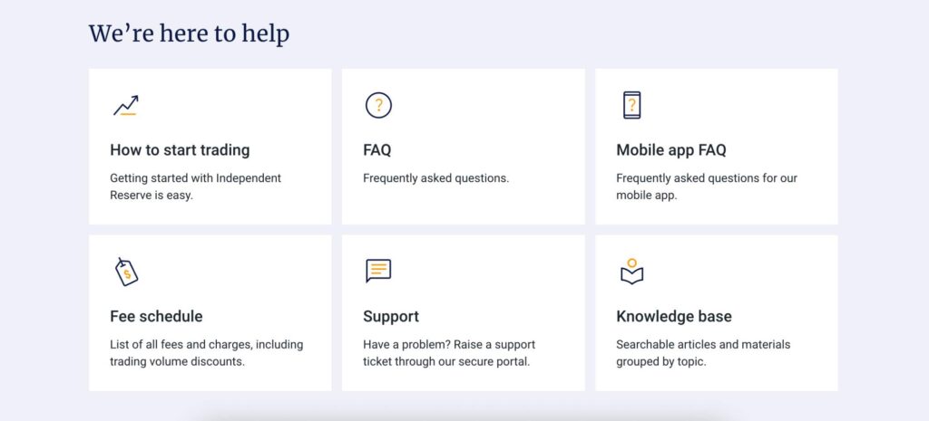 Independent Reserve customer support