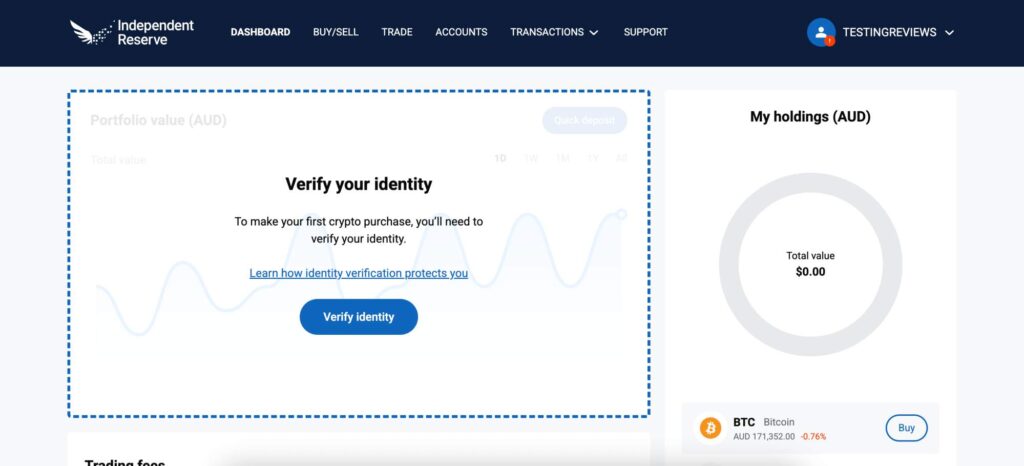 Independent Reserve how to complete KYC