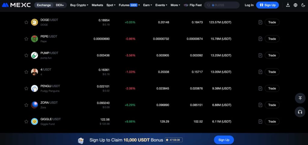 MEXC supported coins