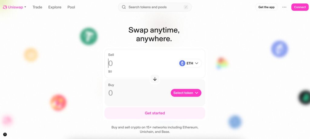 Uniswap homepage
