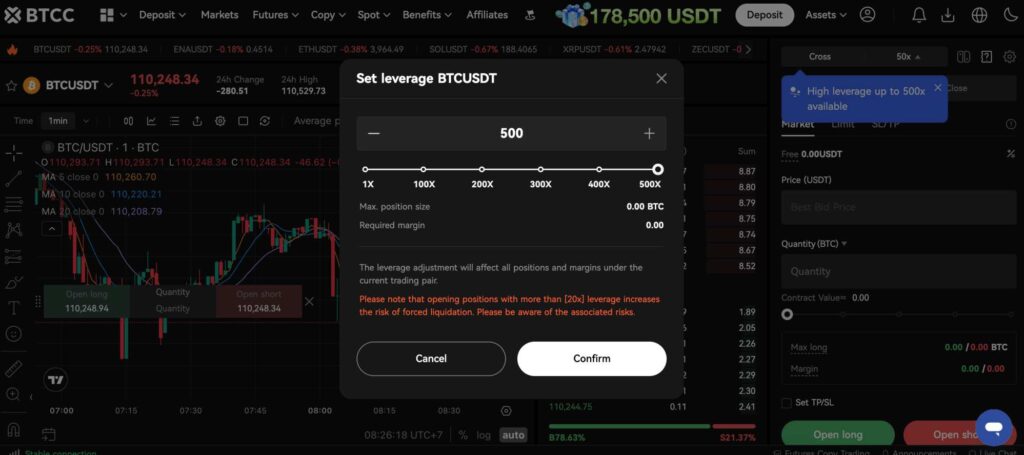 BTCC 500x leverage