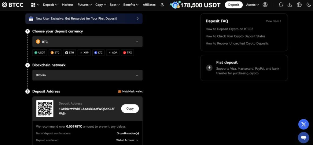 BTCC deposit crypto