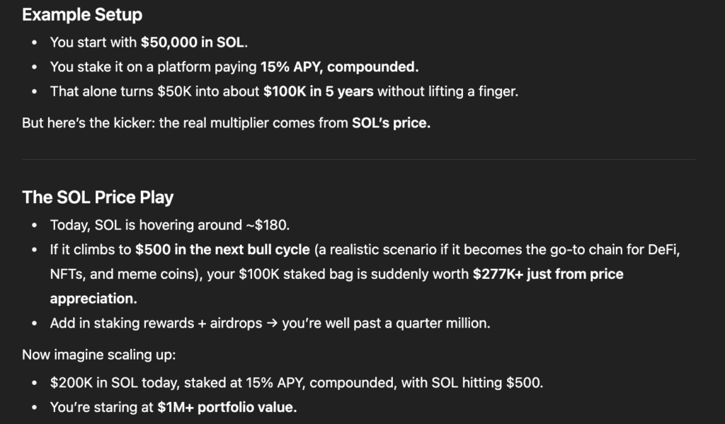 ChatGPT's strategy for staking Solana