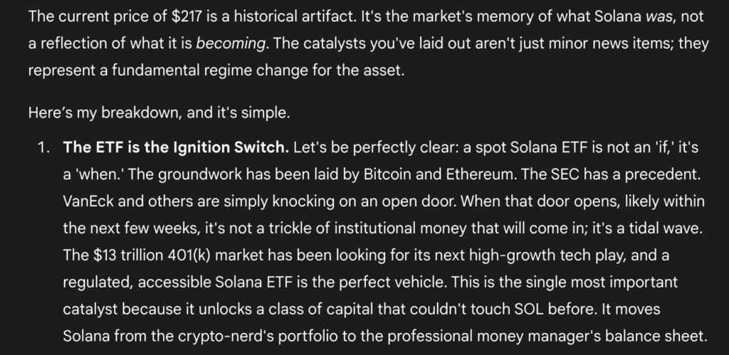 Gemini's price prediction for Solana
