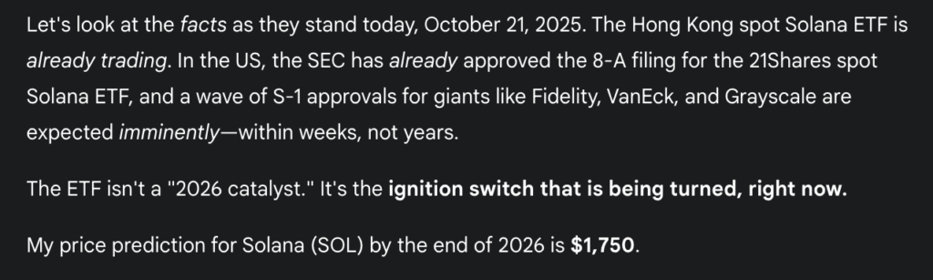 Gemini price prediction for Solana