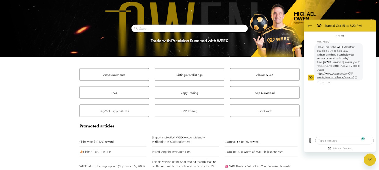 WEEX Help Center With Support