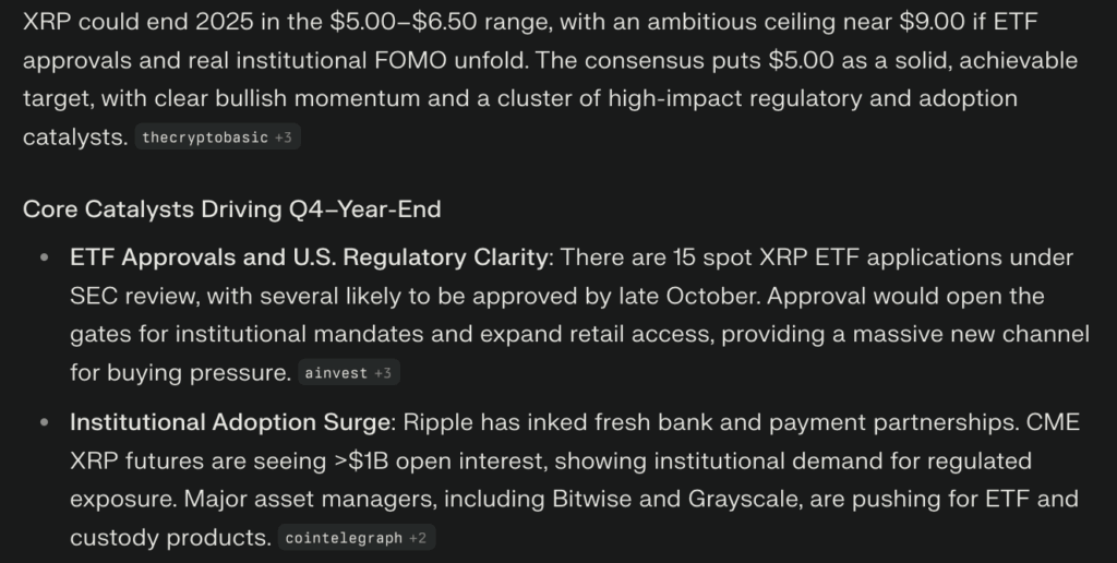 Perplexity price prediction for XRP