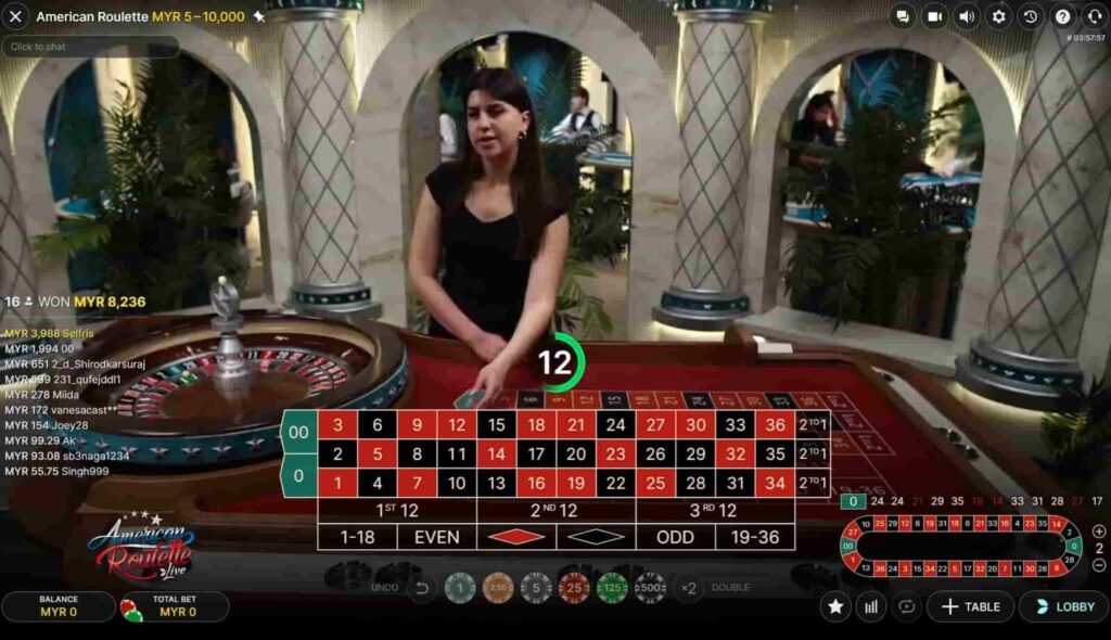 an image of a live dealer in an american roulette game
