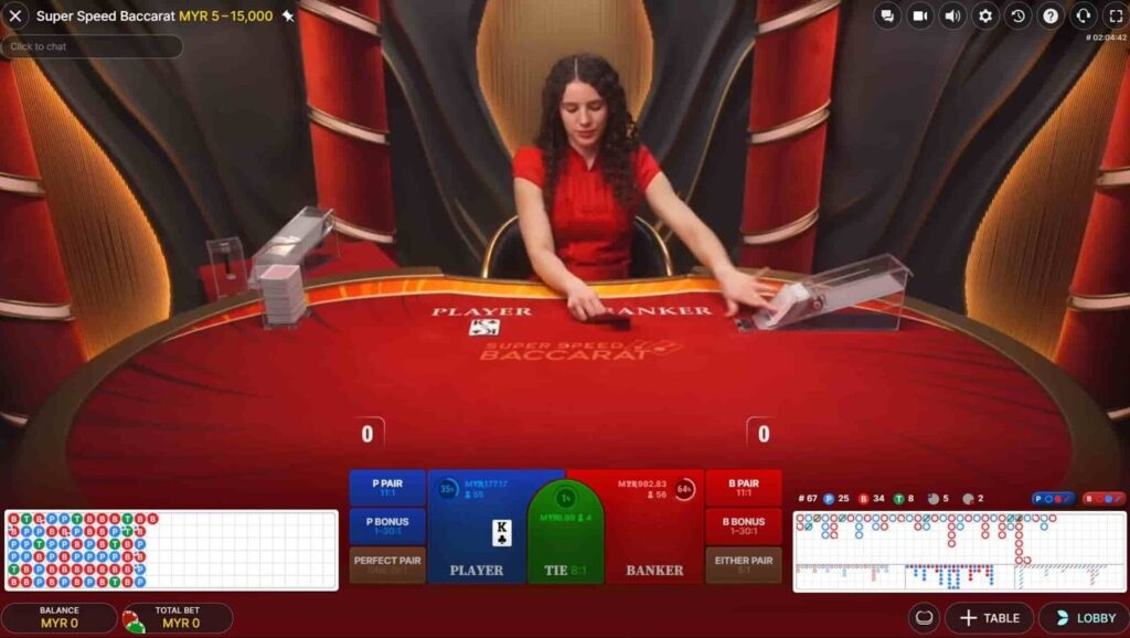 baccarat game with a live dealer