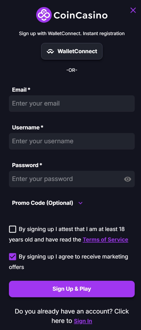 coincasino registration