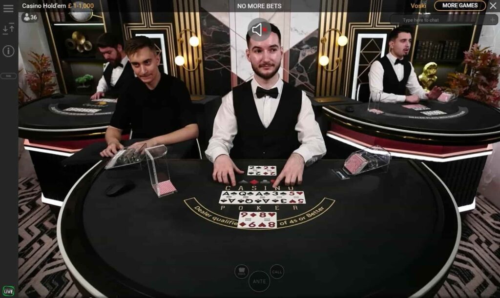 poker table with live dealers