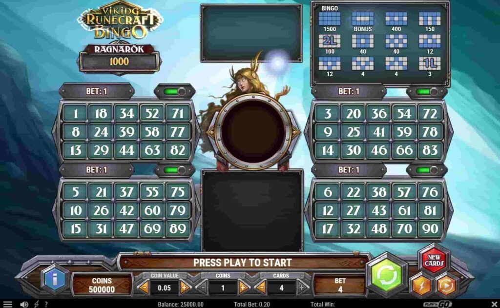 viking runecraft bingo game view