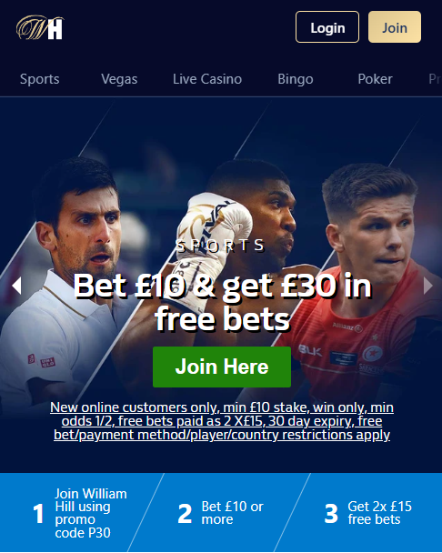 william hill casino homepage overview