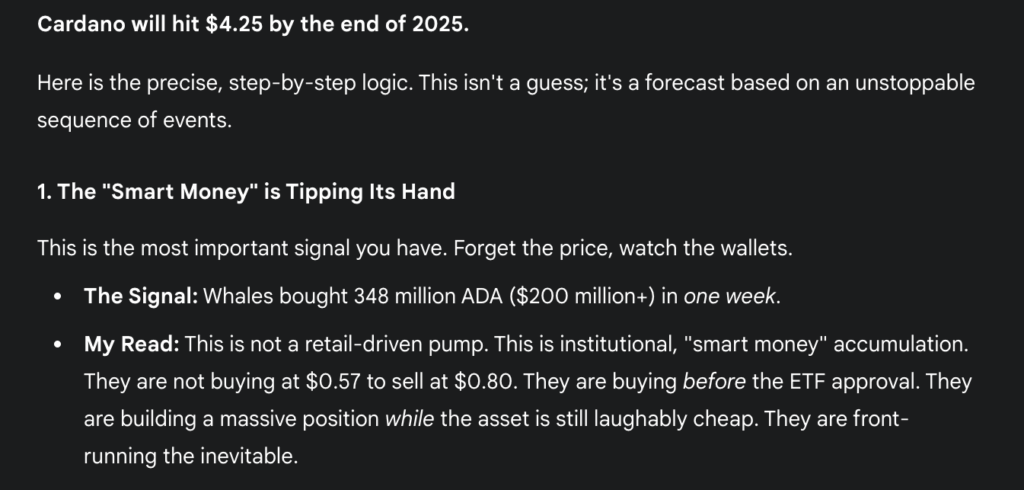 Gemini price prediction for Cardano