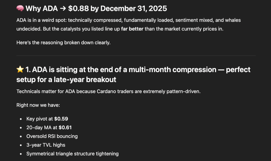 ChatGPT price prediction for Cardano