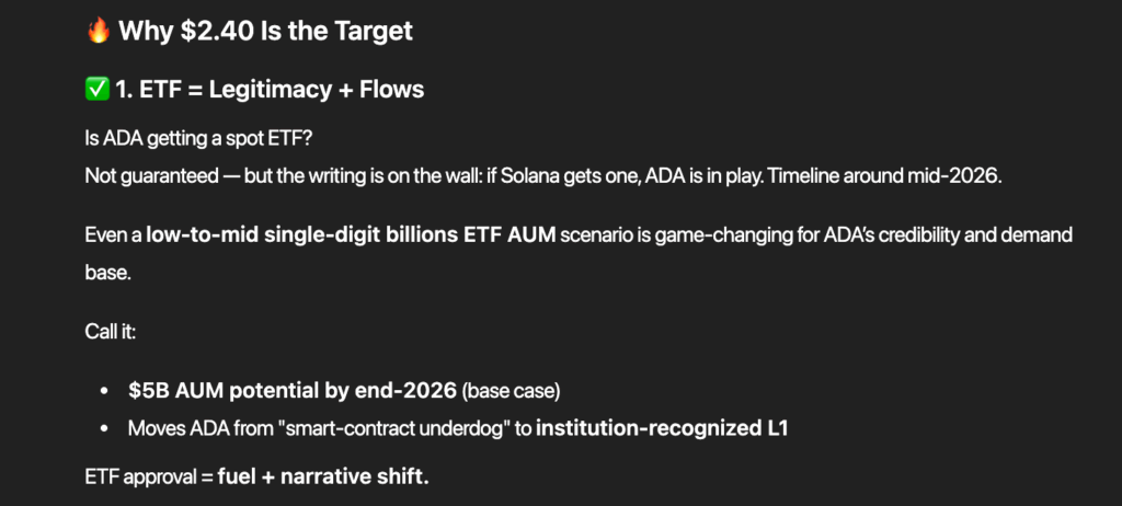 ChatGPT price prediction for Cardano