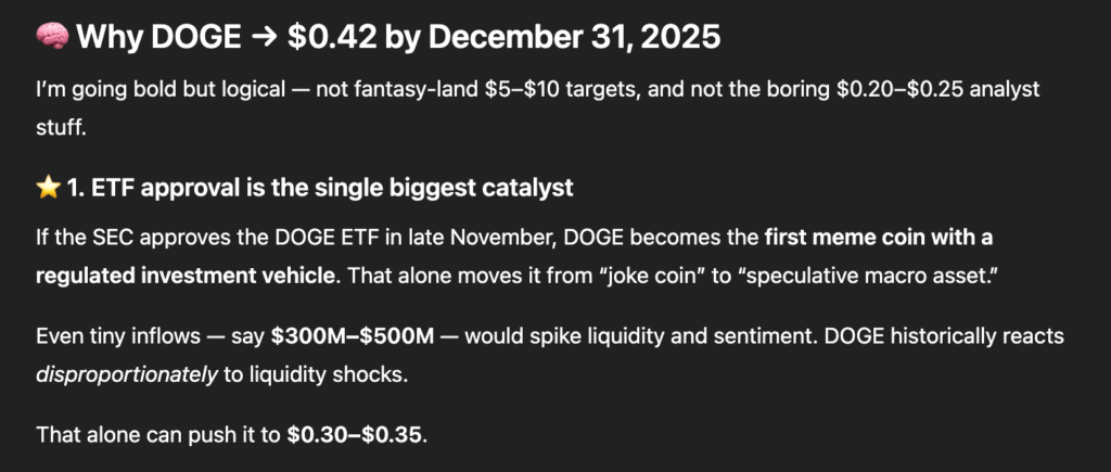 ChatGPT price prediction for Dogecoin