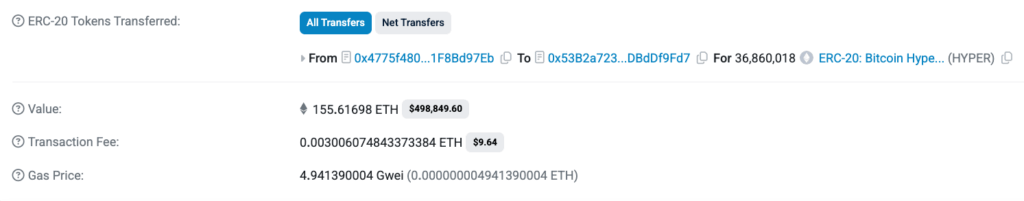 Bitcoin Hyper whale buy