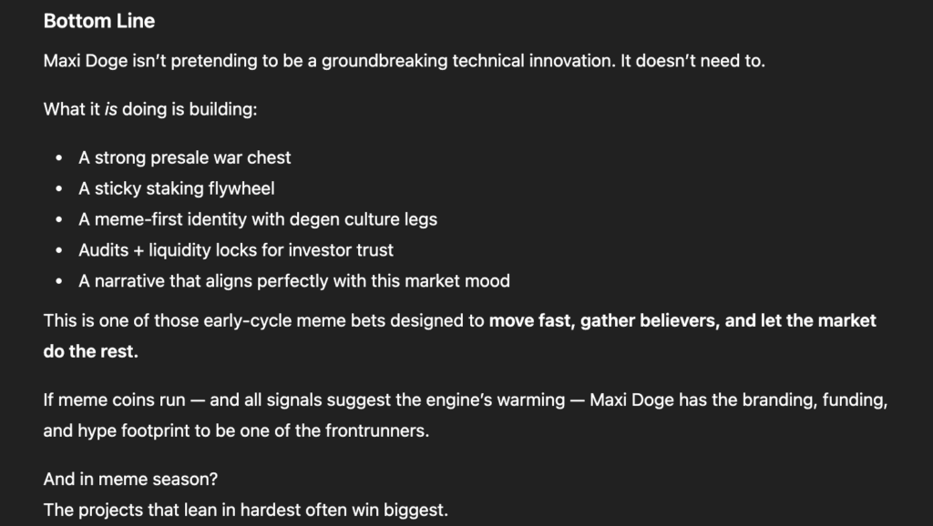 ChatGPT price prediction for Maxi Doge