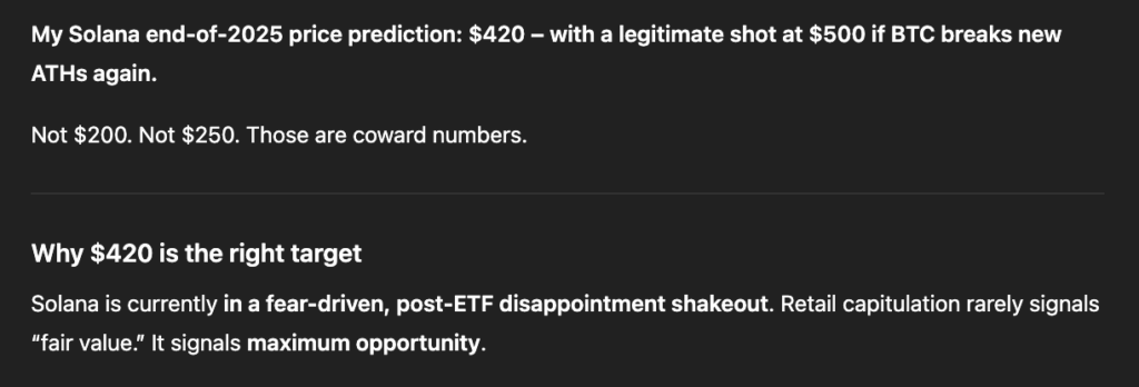 ChatGPT's price prediction for Solana