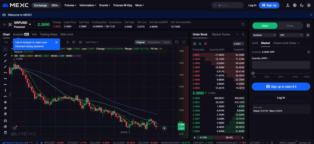 MEXC margin trading XRP