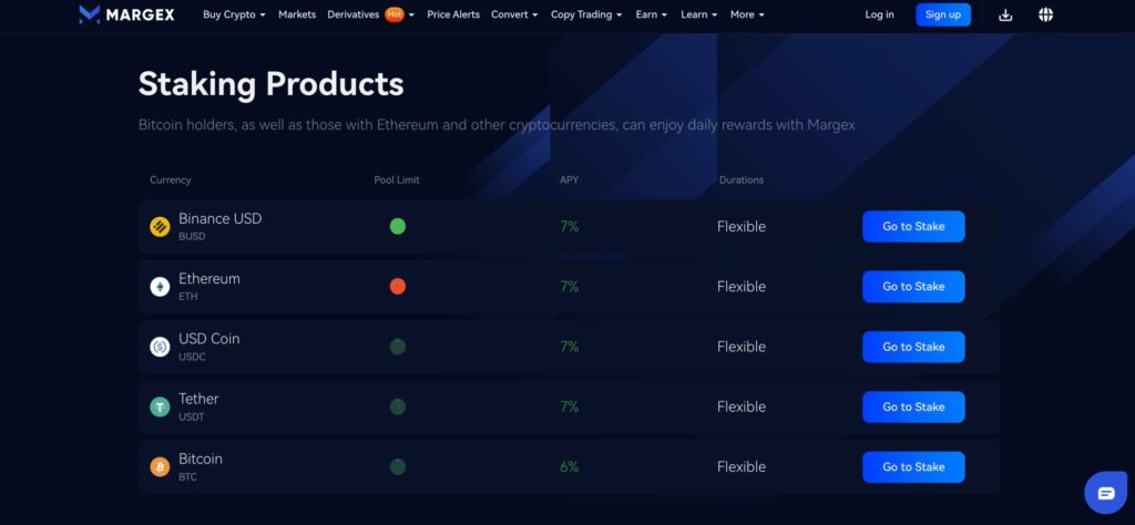 Margex staking 7% APY