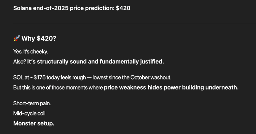 ChatGPT price prediction for Solana