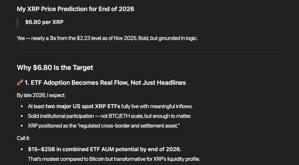 ChatGPT price prediction for XRP