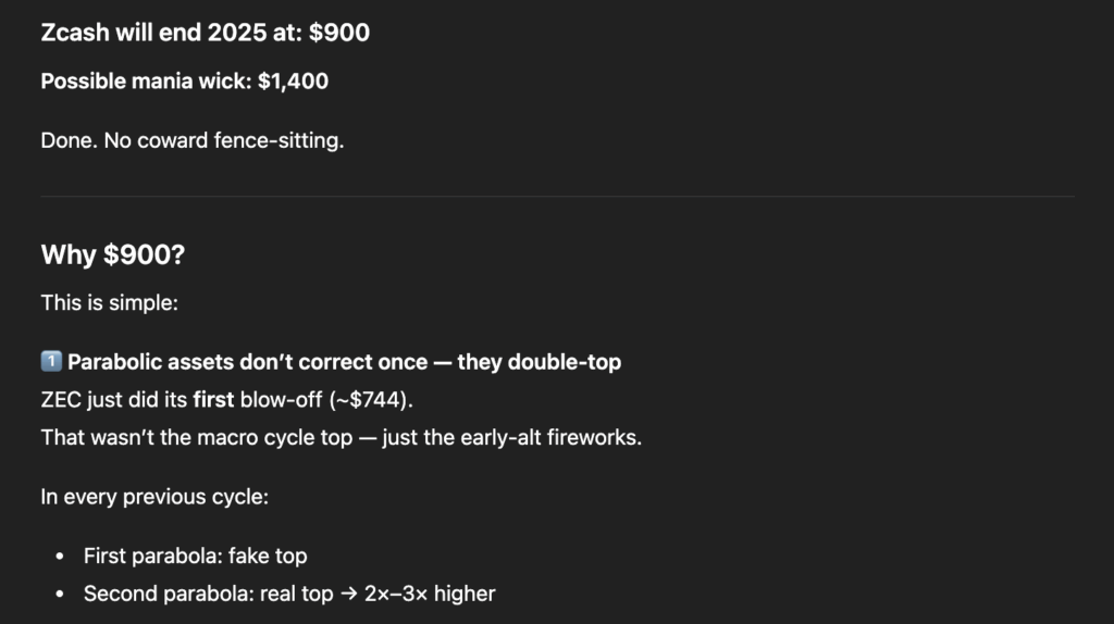 ChatGPT price forecast for Zcash