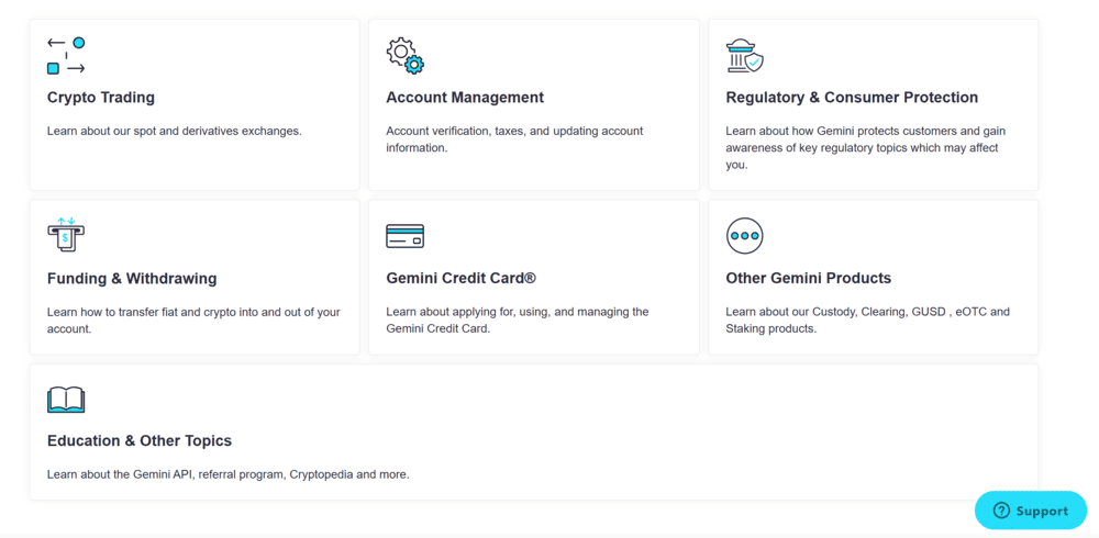 Gemini Crypto Exchange Support