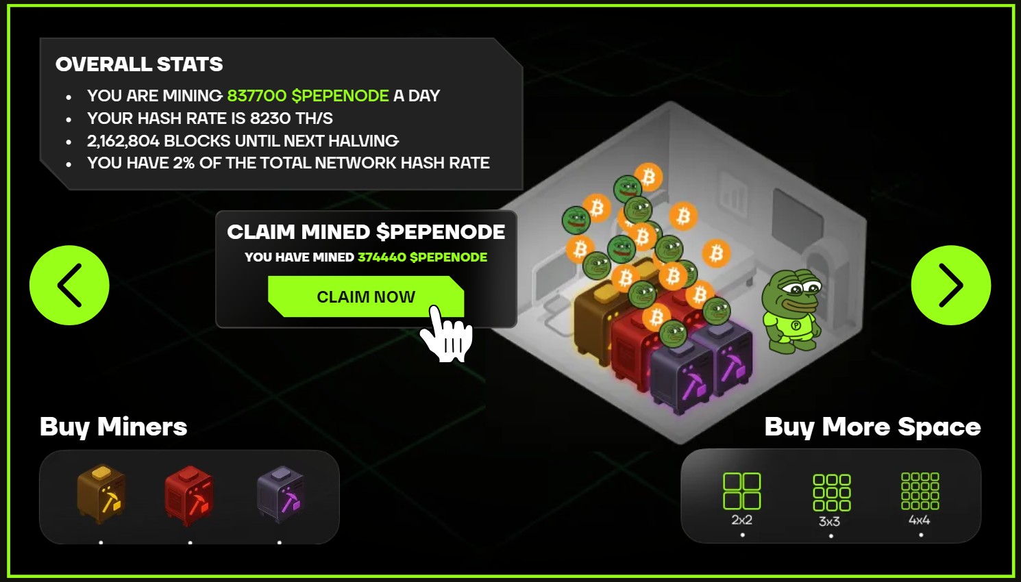 PEPENODE gameplay mining