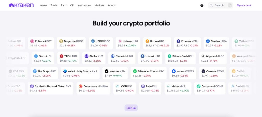 Kraken supported coins and tokens