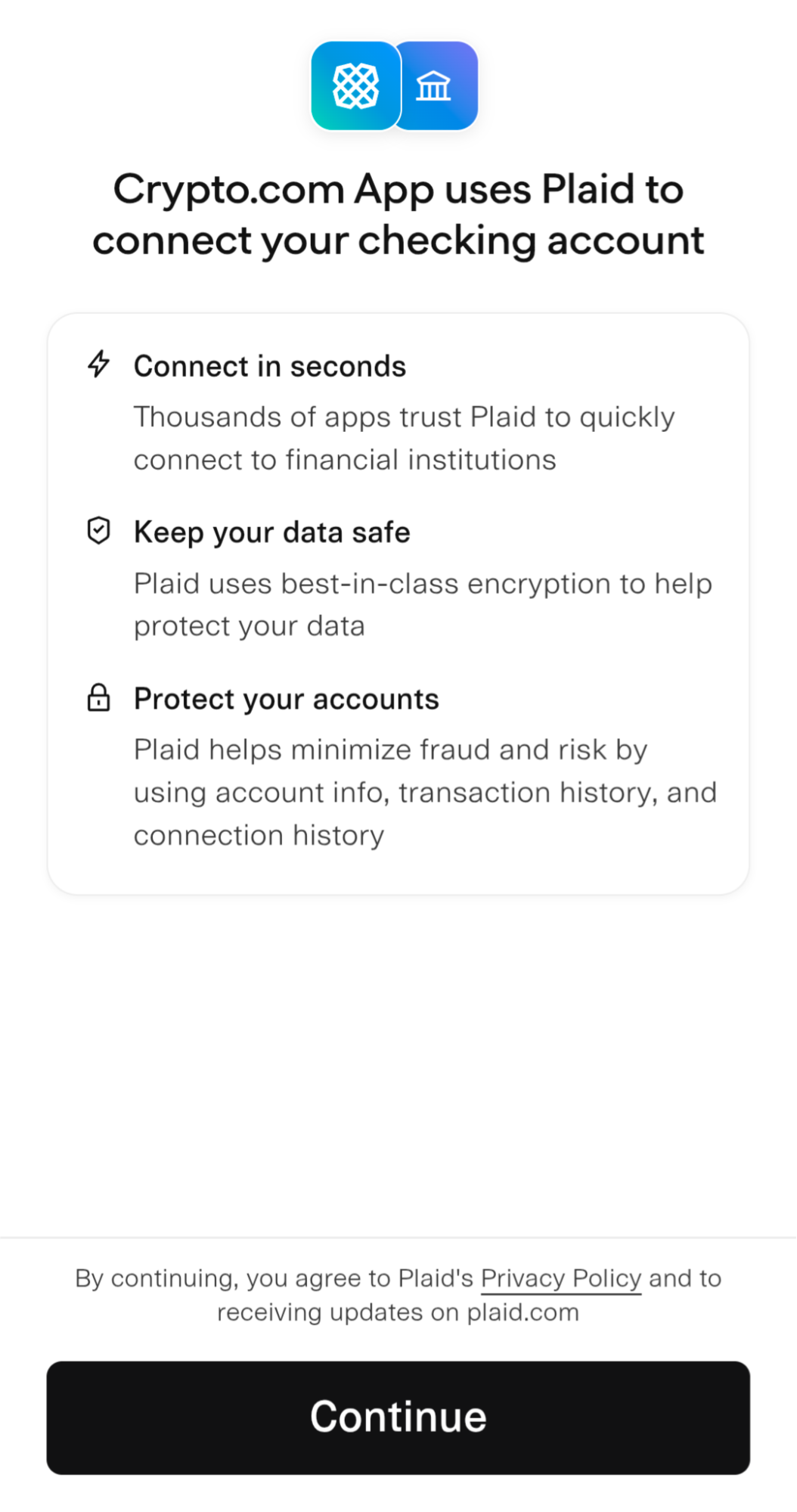 cryptocom checking with Plaid