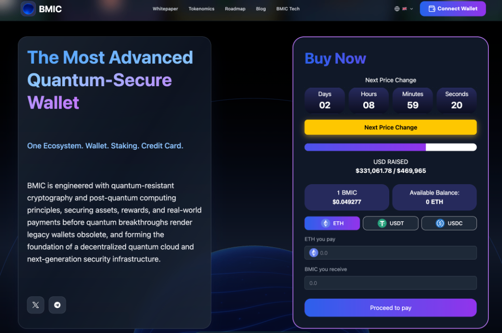 BMIC token purchase mobile interface, potential new binance listings.