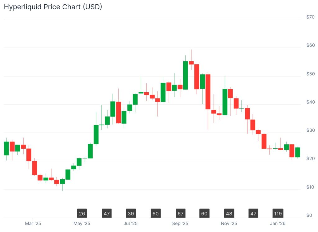 HYPE chart on a yearly timeframe