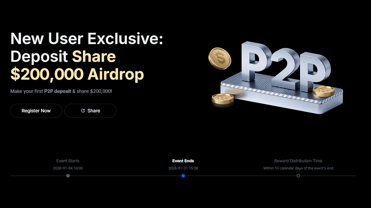 MEXC Launches Deposit & Share $200,000 P2P Airdrop for New Customers MEXC Launches Deposit & Share $200,000 P2P Airdrop for New Customers