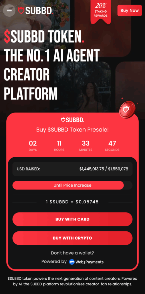 SUBBD AI agent platform: best altcoins to buy now for AI utility.