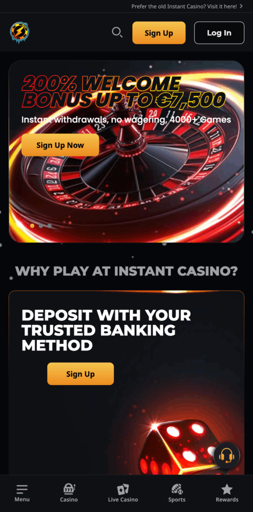 Instant Casino is the best no account casino offering a 200% welcome bonus.