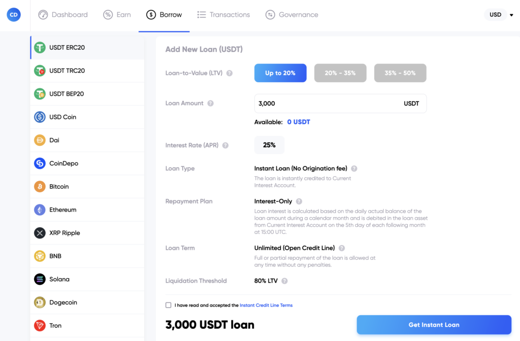 coindepo review borrow loans