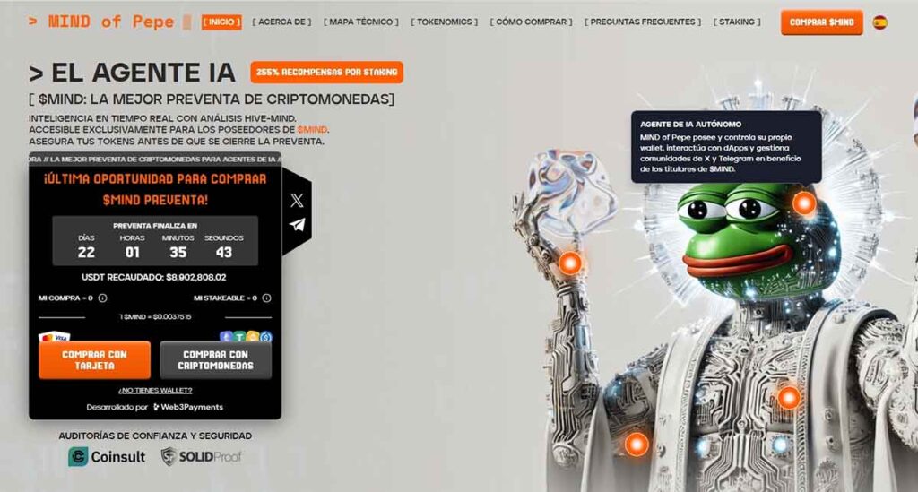 Mind of Pepe - mejor criptomoneda de agente de IA