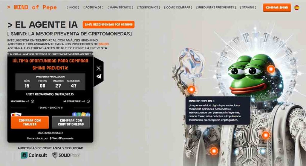 Mind of Pepe - memecoins agentes IA