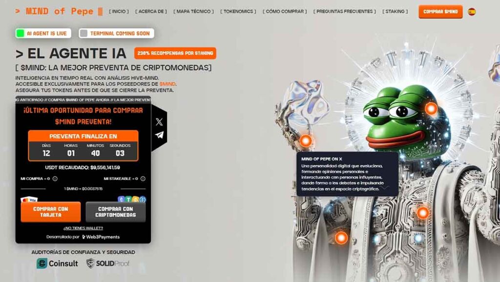 Mind of Pepe - una de las mejores memecoins en preventa