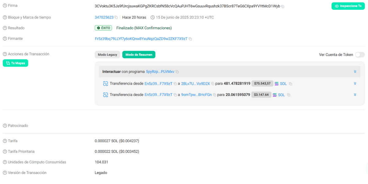 Captura de una gran compra de tokens de la preventa de Solaxy.