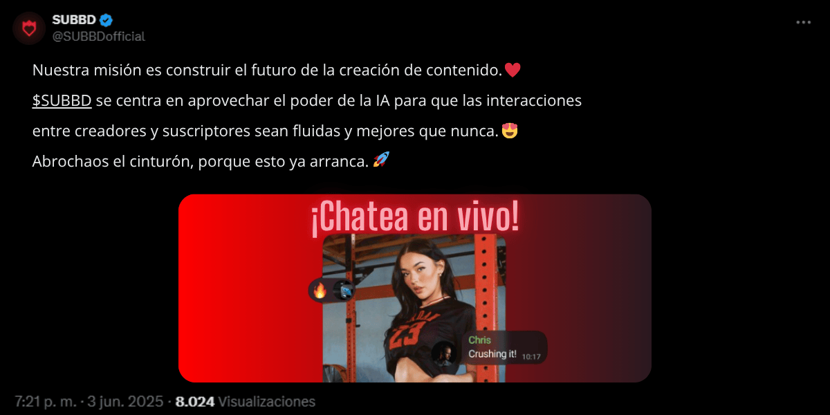 Post en X de SUBBD hablando sobre características clave de la plataforma.