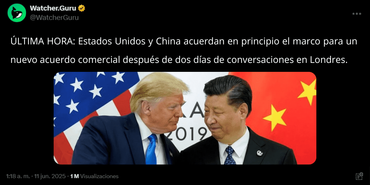Post en X sobre tregua arancelaria entre EE.UU. y China