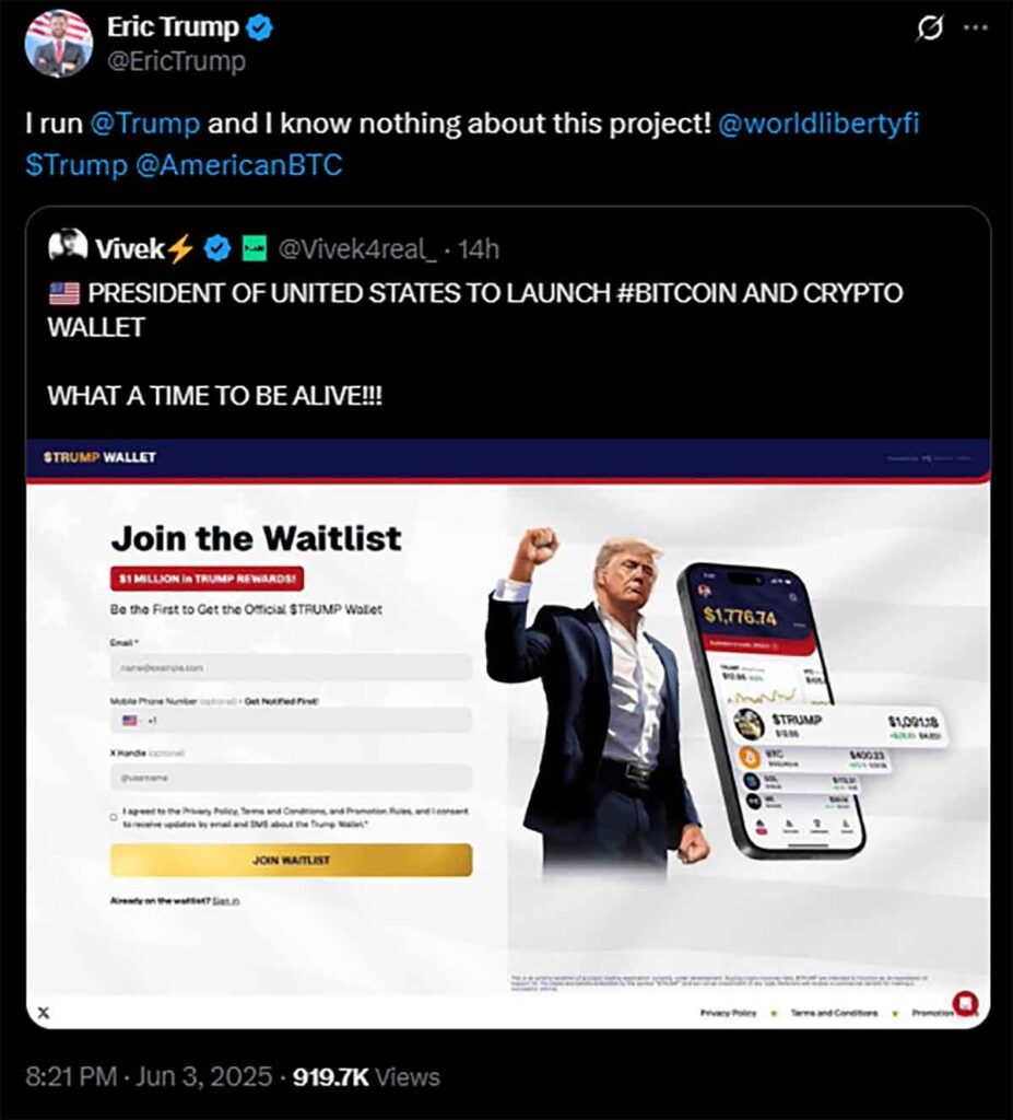 Billetera cripto Trumpa