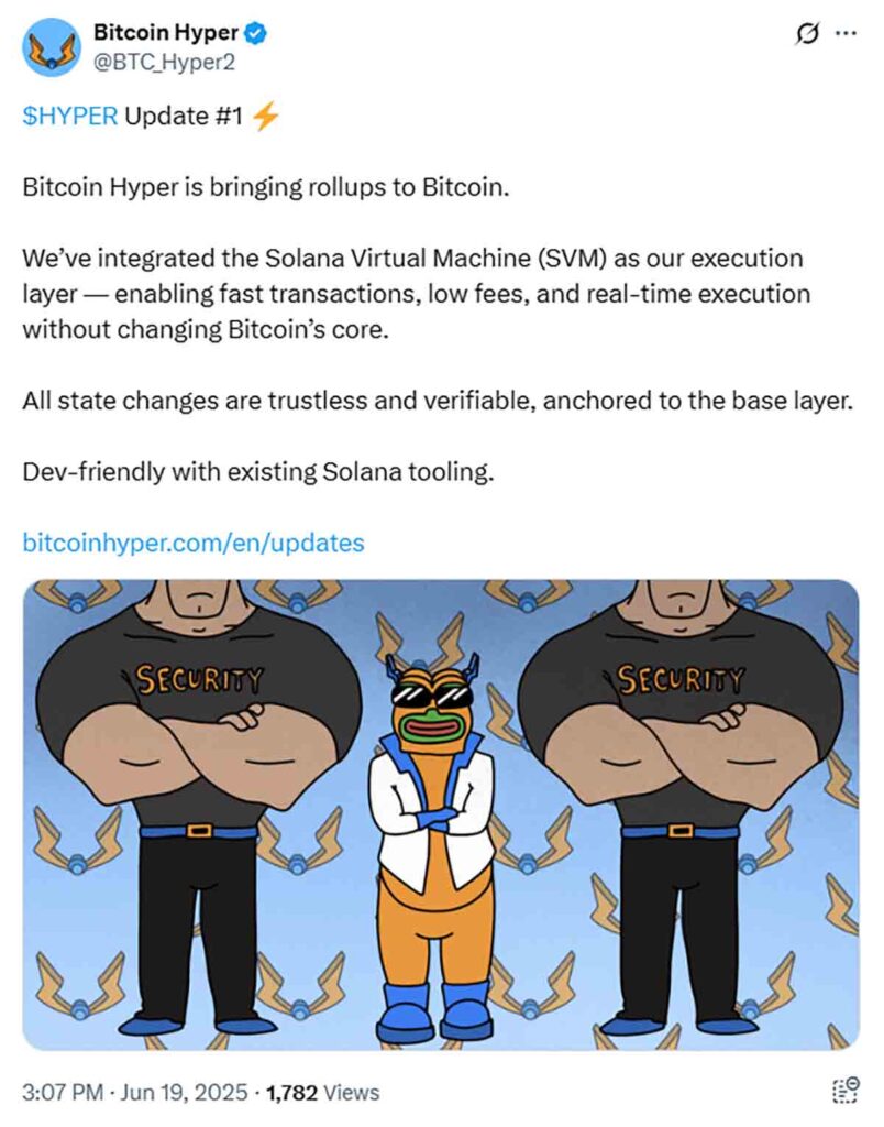 Bitcoin Hyper comunicado X