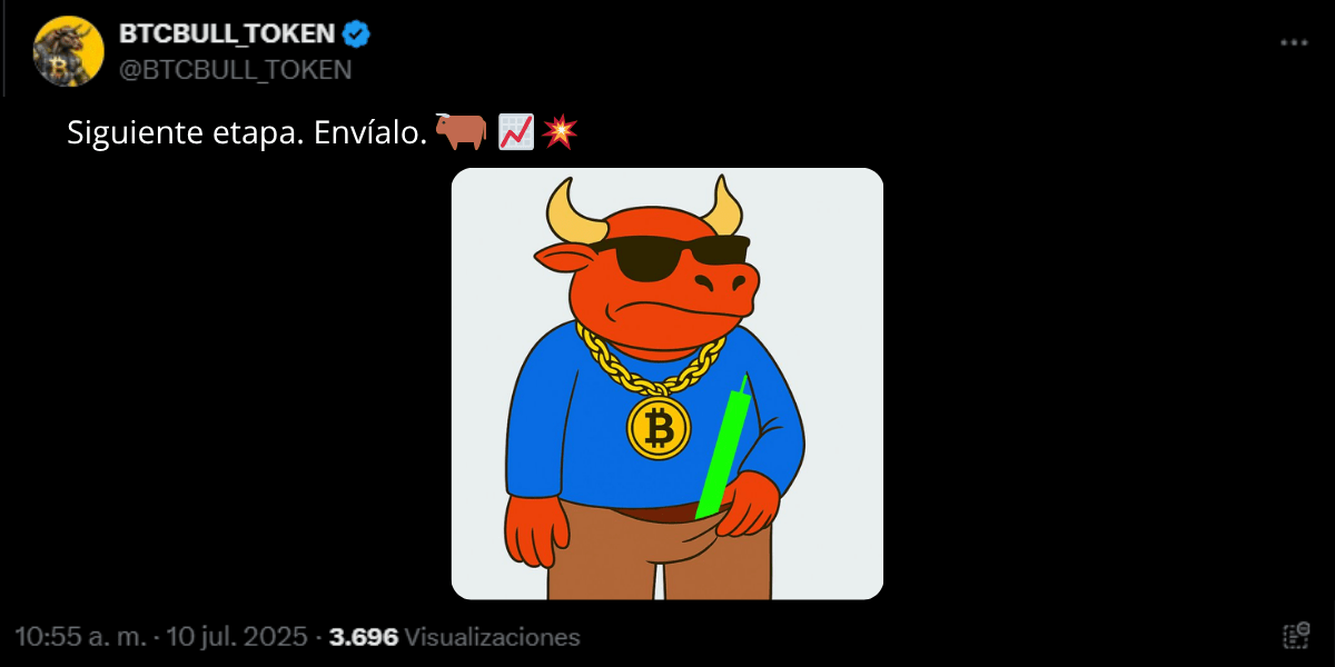 Post en X de BTCBULL, la meme coin más popular del momento